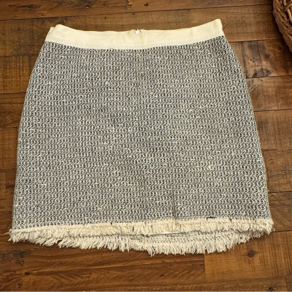 REBECCA TAYLOR Fringe Hem Tweed Mini Skirt